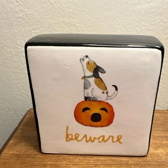 🎃Rae Dunn Spooky Cat & Dog Decor Hocus Pocus /Beware Halloween Double Sided👻 - Picture 3 of 4